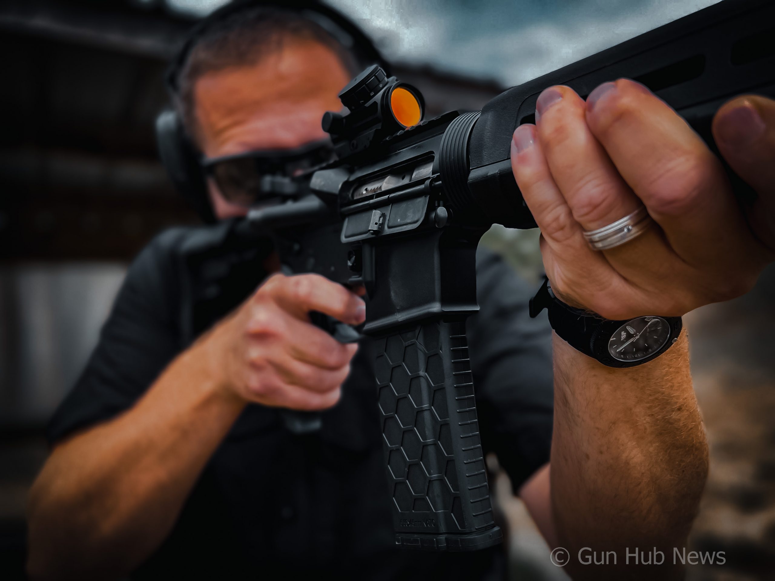 AR-15 with Hex mag.