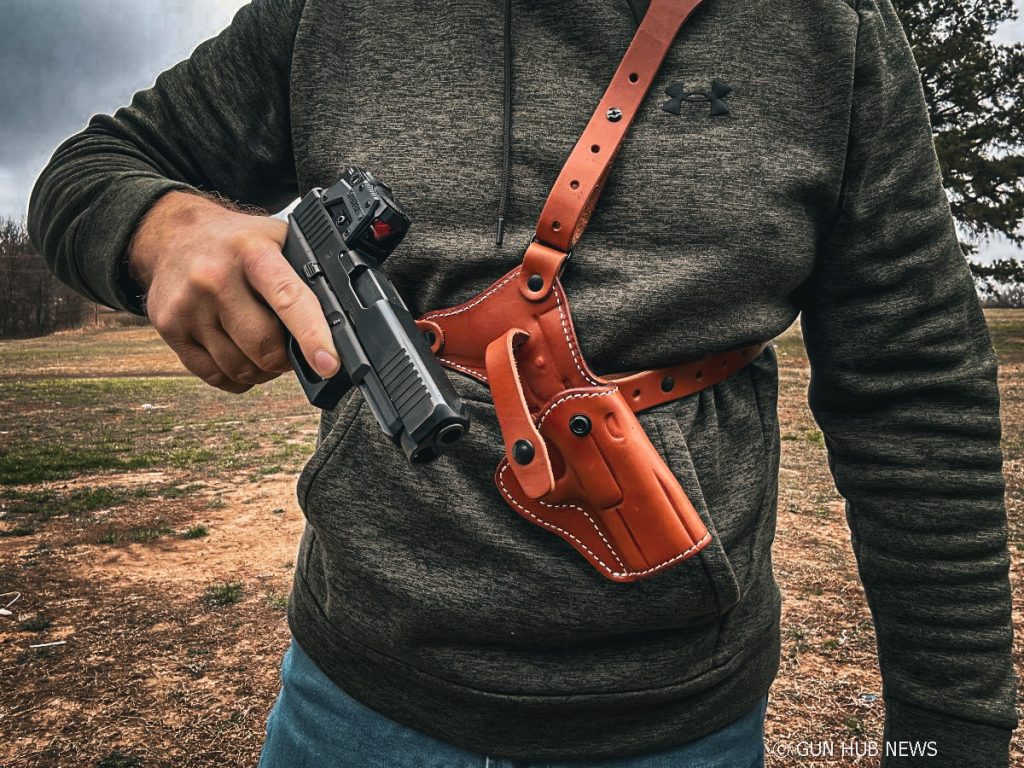 Shoulder holster.