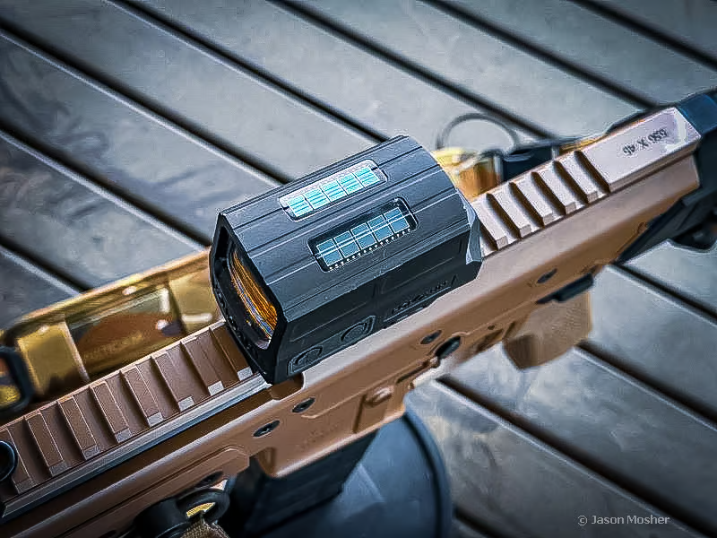 The sun powers the Holosun 512 optic. 